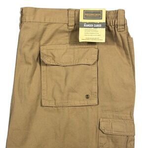 Boulder Creek Ranger Cargo Pants Men's 50 38 Big Tan 7 Pockets Elastic Waist